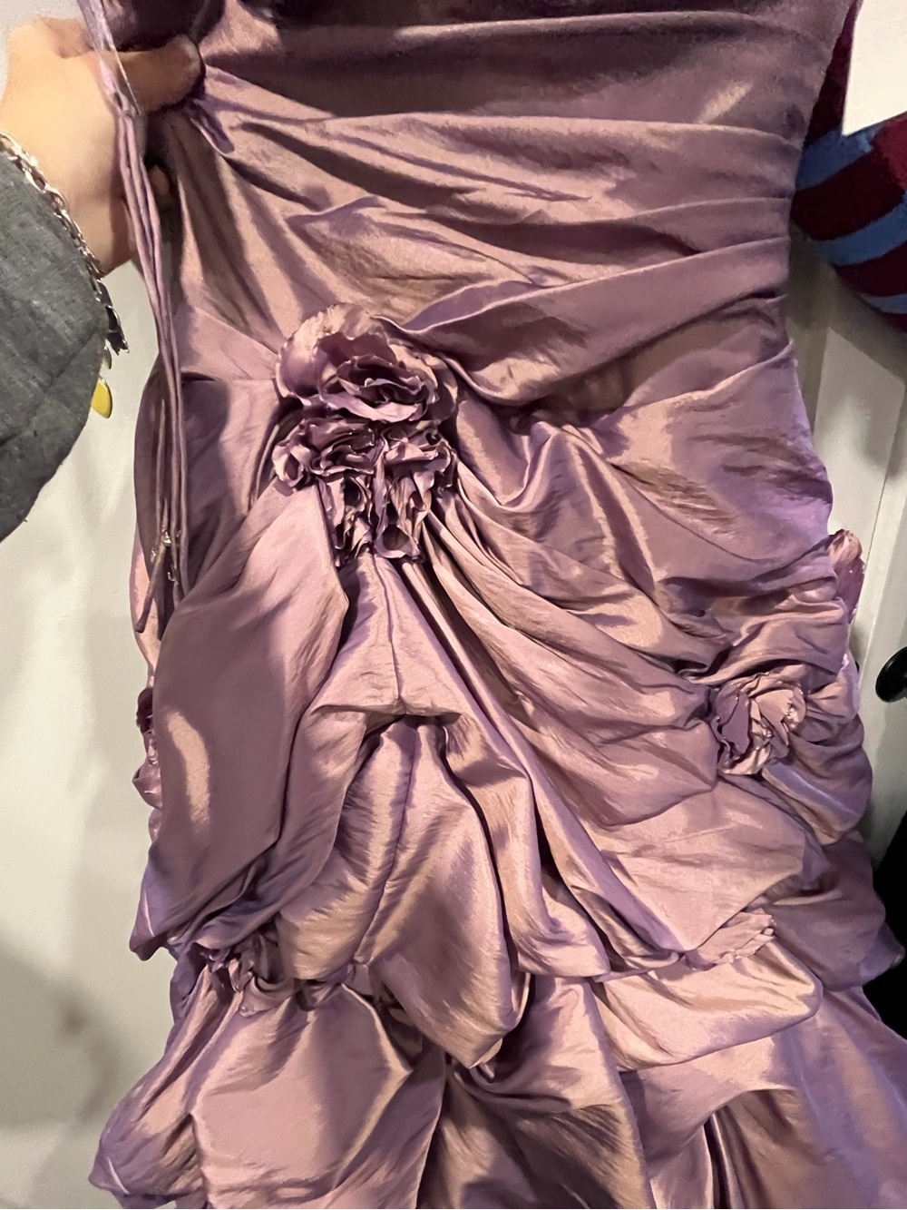 Lavender Strapless Ball Gown with Rosette-Embellished Skirt - Picture 2 of 4